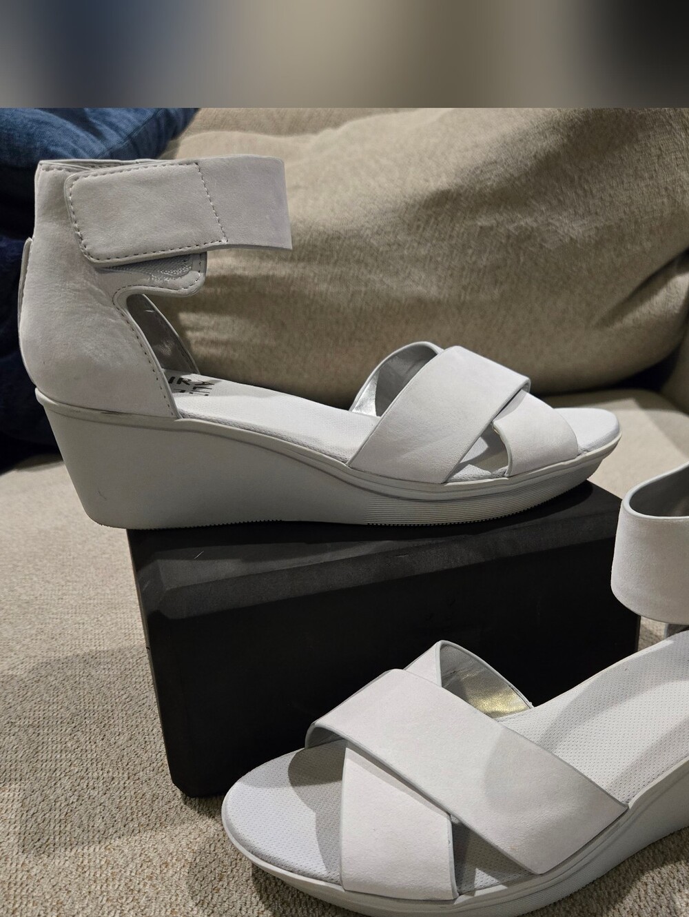 Naturalizer Riviera White Ankle-Strap Wedge Sandals